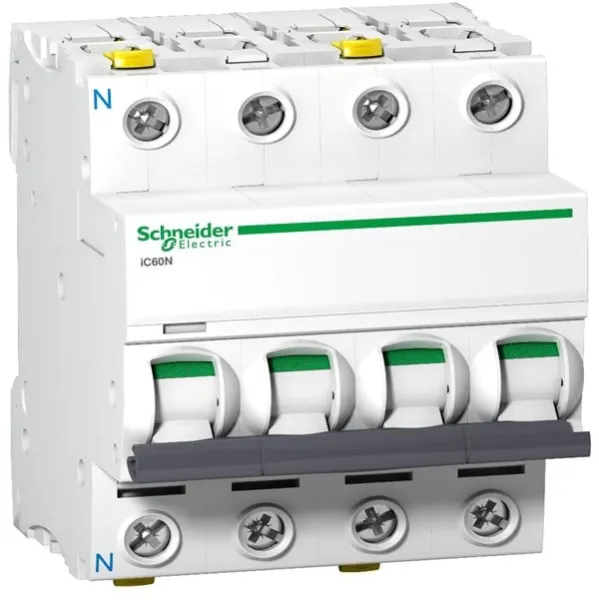 Schneider Electric Acti9 automatsäkring ic60n, 3p+n 32a c, med dubbel terminal, 72 mm