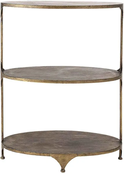 CREATIVE COLLECTION barbord - mässingsfärgad metall, med 2 hyllor, oval