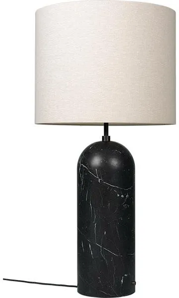 GUBI Gravity Golvlampa Svart Marmor och Canvas Skärm XL Låg