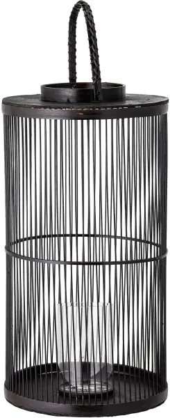 BLOOMINGVILLE Effie Lykta m/Glas, Svart, Bambus