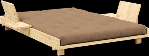 Karup Design Social Bäddsoffa med 2 Ryggstöd, Sidobord och Madrass 140x200 Mocca/Ljuslackad