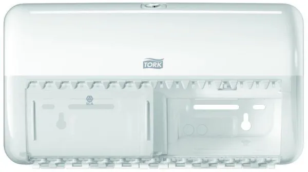 Tork Twin dispenser, för toalettpapper, 2 rullar, vit, T4
