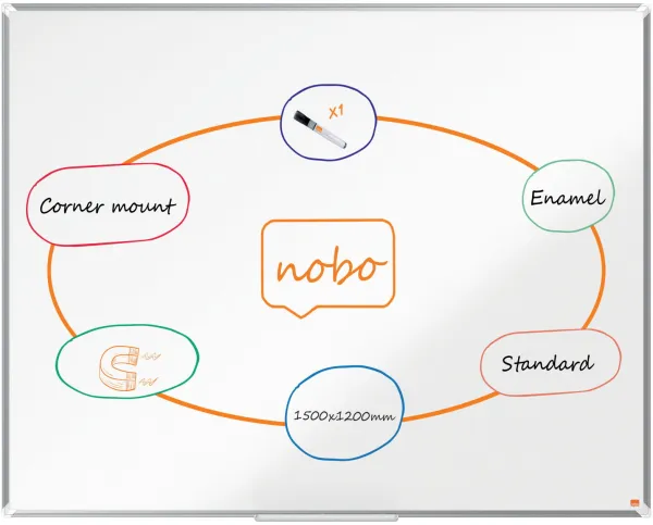 Nobo Premium Plus emaljerad whiteboard 150x120cm vit